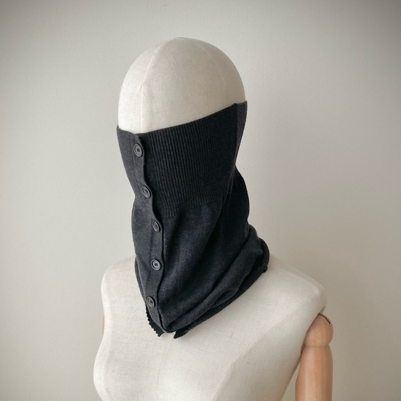 joodito 100% merino wool sweater snood gaiter long scarf winter warm dark gray - Picture 2 of 8